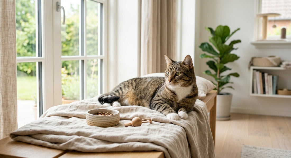 Velplejet kat der sover roligt i solskin – wellness og sundhedsplan for katte